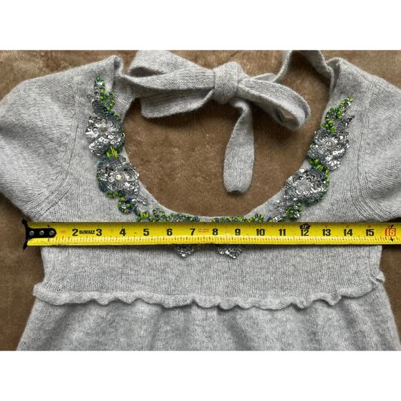 Free People Angora/Wool Gray Open Back Sequins Sweater Women’s Size Small - Picture 6 of 7